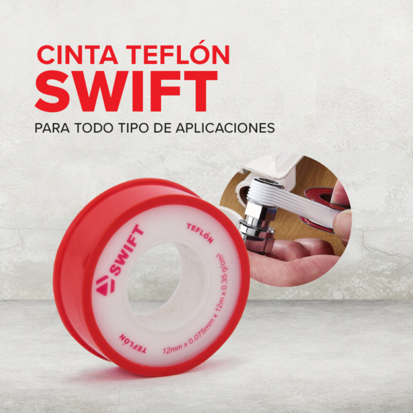 Teflón "Swift" Rojo 1/2" X 0.075mm X 10m - Imagen 2